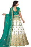 Turquish Green Dupion Silk Choli with Lehenga