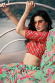Persian Green Georgette Floral Digital Print Lehenga