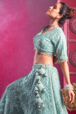 Turquoise Blue Sequins Embroidered Net Bridesmaid
Lehenga 