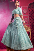 Turquoise Blue Sequins Embroidered Net Bridesmaid
Lehenga 