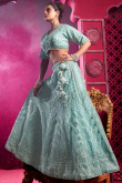 Turquoise Blue Sequins Embroidered Net Bridesmaid
Lehenga 