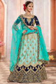 Turquoise Blue Silk Fancy Lehenga