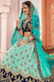 Turquoise Blue Silk Fancy Lehenga