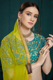Turquoise Green Crepe Lehenga Choli With Sequins Work