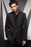 Tweed Stone Embellished Men's Black Coat Pant