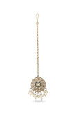 Kundan Pearl Choker Set with Circular Maang Tikka & Jhumka