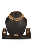 Kundan Choker with Beaded Tikka & Cluster Jhumkas