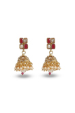 Alloy Deep Red Stone Necklace And Earrings Jewellery Set