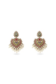 Beaded Choker Set with Heart Motif Pendant and Pearl Drops