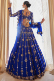 Royal Blue Georgette A Line Lehenga with Zari embroidery for Wedding & Party