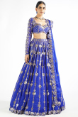 Royal Blue Georgette A Line Lehenga with Zari embroidery for Wedding & Party