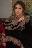 Velvet Black Beads Embroidered A- Line Palazzo Suit 
