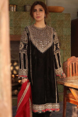 Velvet Black Beads Embroidered A- Line Palazzo Suit 