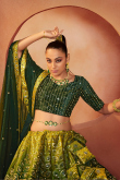  Velvet Dark Green Lehenga
