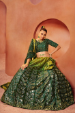  Velvet Dark Green Lehenga