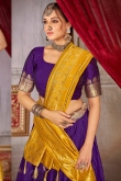 Violet Purple Art Silk Zari Weaved Flared Style Lehenga 