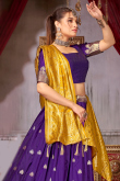 Violet Purple Art Silk Zari Weaved Flared Style Lehenga 