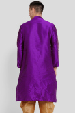 Violet Purple Dupion Silk Foil Printed Straight Cut Kurta