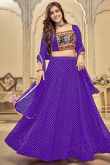 Violet Purple Georgette Printed Panelled Style Chaniya Choli