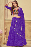 Violet Purple Georgette Printed Panelled Style Chaniya Choli