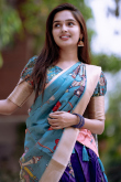 Violet Purple Kalamkari Printed Cotton Flared Lehenga