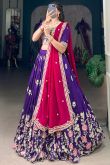 Violet Purple Silk Blend Lehenga With Zari Work For Diwali