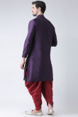 Violet Purple Silk Embroidered Men's Kurta With Dhoti 