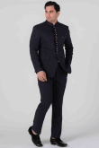 Viscose Black Plain Jodhpuri Style Men's Coat Pant