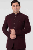 Viscose Dark Maroon Plain Jodhpuri Style Men's Coat Pant