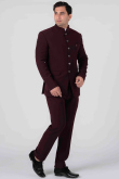Viscose Dark Maroon Plain Jodhpuri Style Men's Coat Pant