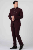 Viscose Dark Maroon Plain Jodhpuri Style Men's Coat Pant