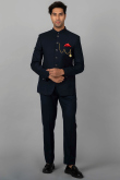 Viscose Jodhpuri Style Plain Men's Navy Blue Coat Pant