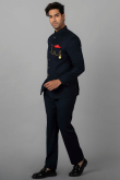 Viscose Jodhpuri Style Plain Men's Navy Blue Coat Pant