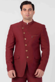 Viscose Maroon Jodhpuri Style Plain Men's Coat Pant