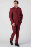Viscose Maroon Jodhpuri Style Plain Men's Coat Pant