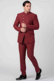 Viscose Maroon Jodhpuri Style Plain Men's Coat Pant