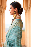 Viscose Mint Blue Foil Print Light Weight Saree