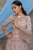 Warm Grey Net Party Wear Lehenga Choli