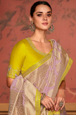 Weaved Thread Light Mauve Art Silk Broad Border Saree 