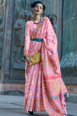 Weaved Thread Light Pink Chanderi Silk Broad Border Saree 