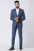 Weaved Thread Men's Poly Cotton Dusty Blue Tuxedo Set