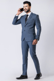 Weaved Thread Men's Poly Cotton Dusty Blue Tuxedo Set