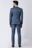 Weaved Thread Men's Poly Cotton Dusty Blue Tuxedo Set