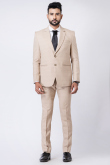 Weaved Thread Men's Poly Cotton Light Beige Tuxedo Set