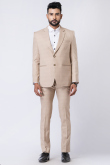 Weaved Thread Men's Poly Cotton Light Beige Tuxedo Set