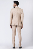 Weaved Thread Men's Poly Cotton Light Beige Tuxedo Set