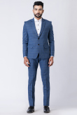 Weaved Thread Men's Poly Cotton Light Navy Blue Tuxedo Set