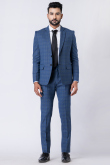 Weaved Thread Men's Poly Cotton Light Navy Blue Tuxedo Set