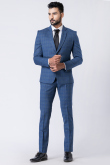 Weaved Thread Men's Poly Cotton Light Navy Blue Tuxedo Set
