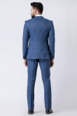 Weaved Thread Men's Poly Cotton Light Navy Blue Tuxedo Set